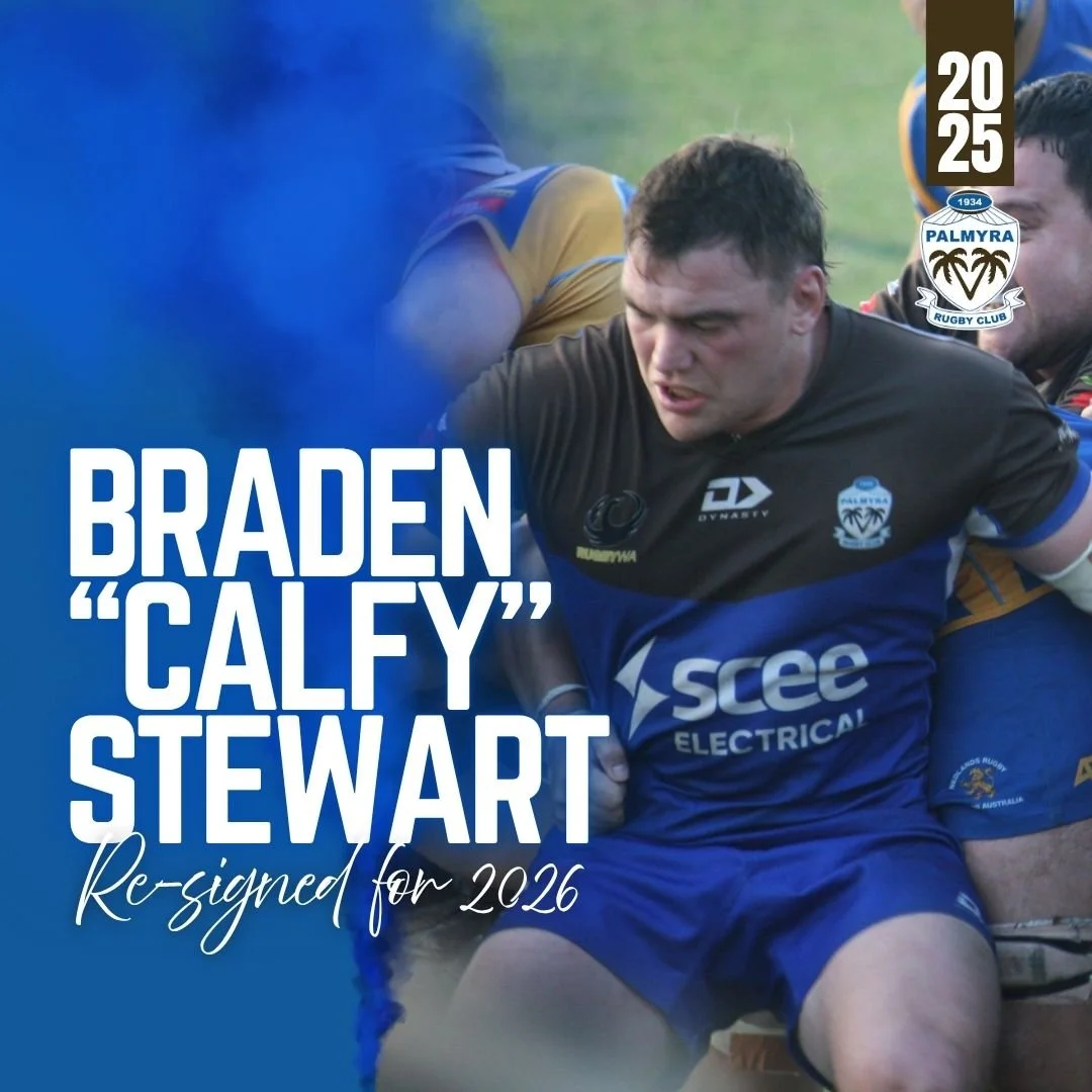 🌴PLAYER ANNOUNCEMENT 🌴
&quot;Braden &quot;CALFY&quot; Stewart  has been re- signed for the 2026 Season!
Welcome back &quot;Calfy&quot;💪💙🤎

 #palmyrarugbyunionclub #PalmyraPremierGrade26 #palmyracommunity #pallystrong