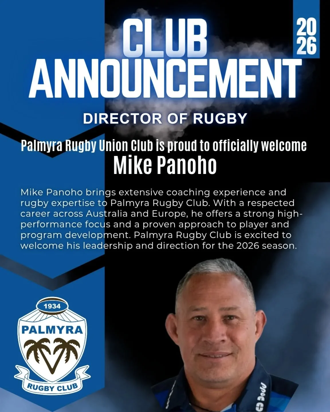 We&rsquo;re excited to welcome Mike Panoho as Director of Rugby at Palmyra Rugby Club for the 2026 season 🏉

With extensive coaching experience across Australia and Europe, Mike brings a strong high-performance focus and a proven approach to develop