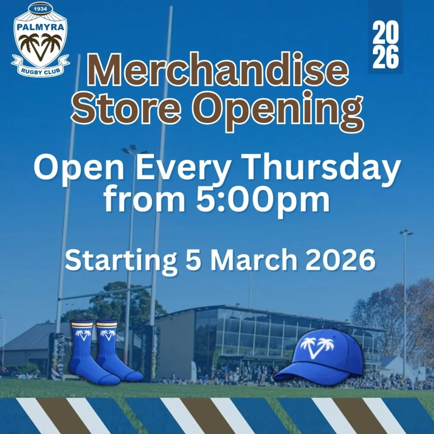 🛍️ Merchandise Store Opening!

Our merch store is now open every Thursday from 5:00pm, commencing 5 March 2026.

The club remains open and accessible during the current works &mdash; please enter via the side doors.

EFTPOS or Cash only.

Come down,