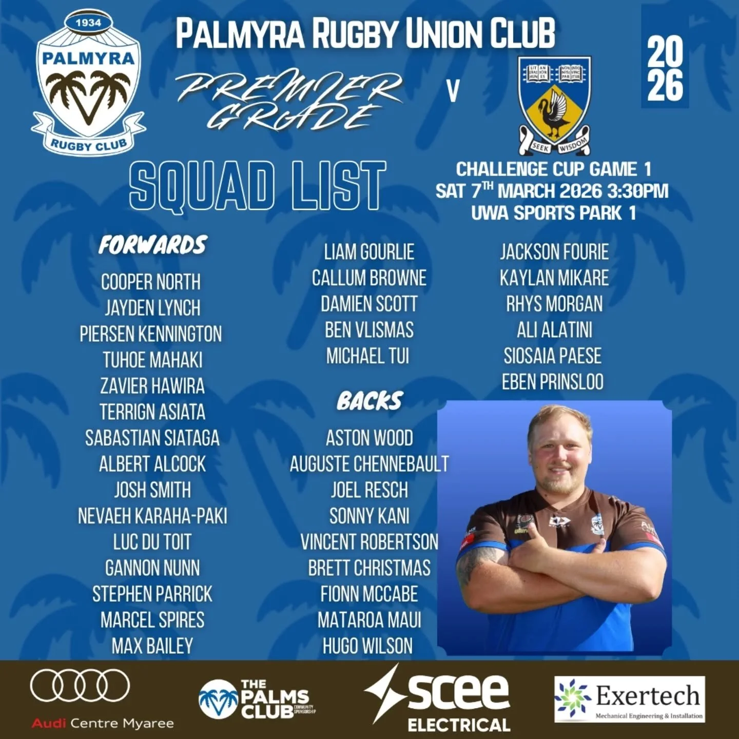 The team is set for Challenge Cup Game 1.

Our Premier Grade men take on UWA this Saturday in what promises to be a big contest to kick off the campaign.

📍 UWA Sports Park 1
 🗓 Saturday 7 March 2026
 ⏰ 3:30pm

Get down and support the boys. 

#Upt