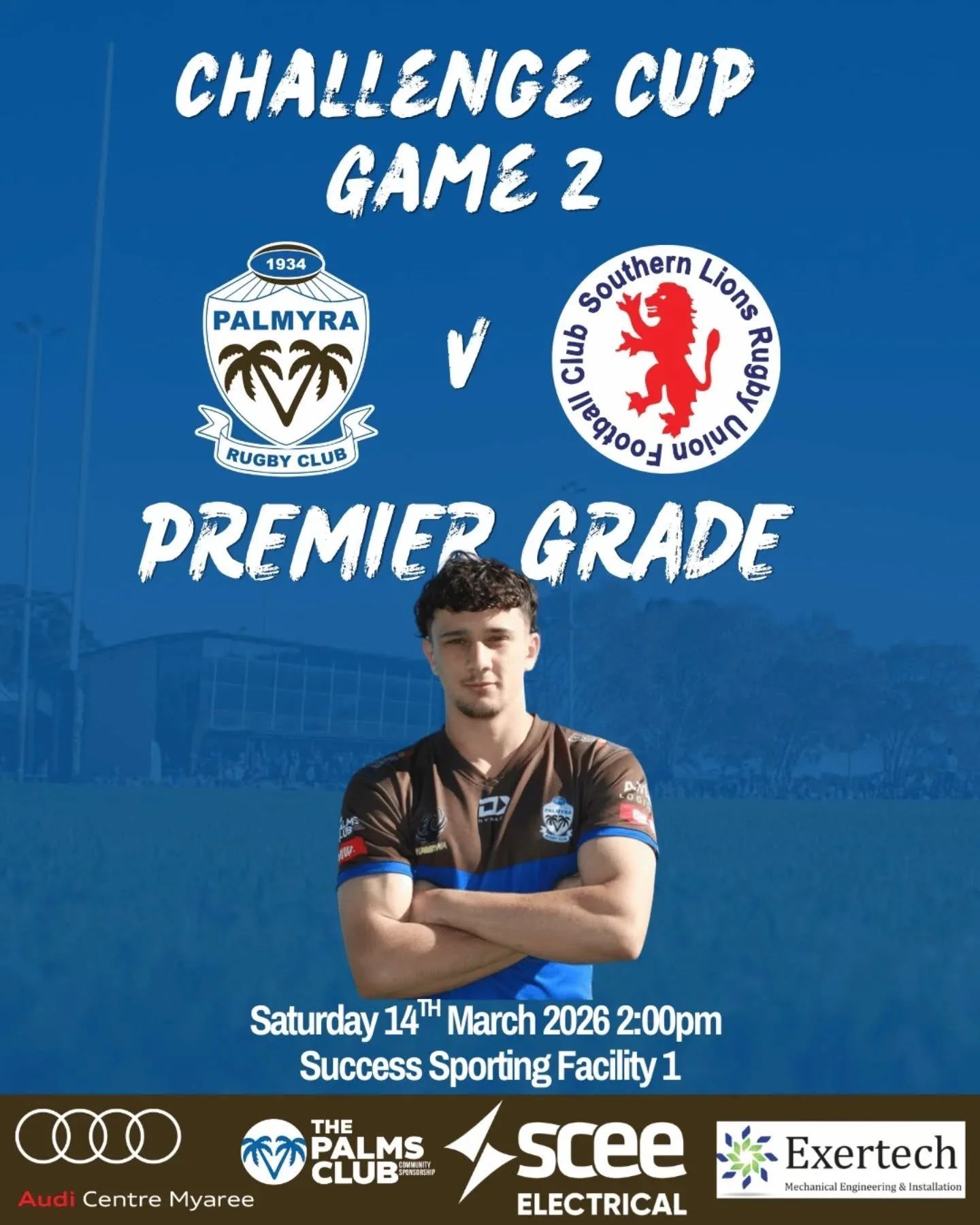 Challenge Cup &ndash; Game 2

Our Premier Grade face Southern Lions this Saturday in the second game of the Challenge Cup.

📍 Success Sporting Facility
📅 Saturday 14 March
⏰ 2:00PM

Let&rsquo;s get behind the boys. #Rock