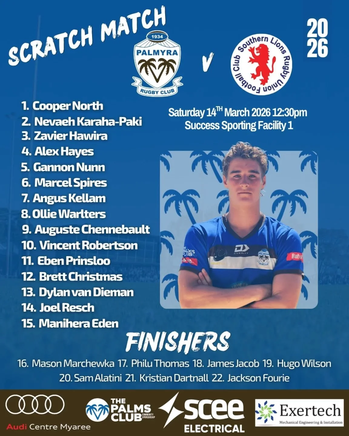 Pre-Season Scratch Match 🏉

Our Reserves take on Southern Lions this Saturday as preparations continue for the season ahead.

📍 Success Sporting Facility
📅 Saturday 14 March
⏰ 12:30PM

Come down and support the boys.