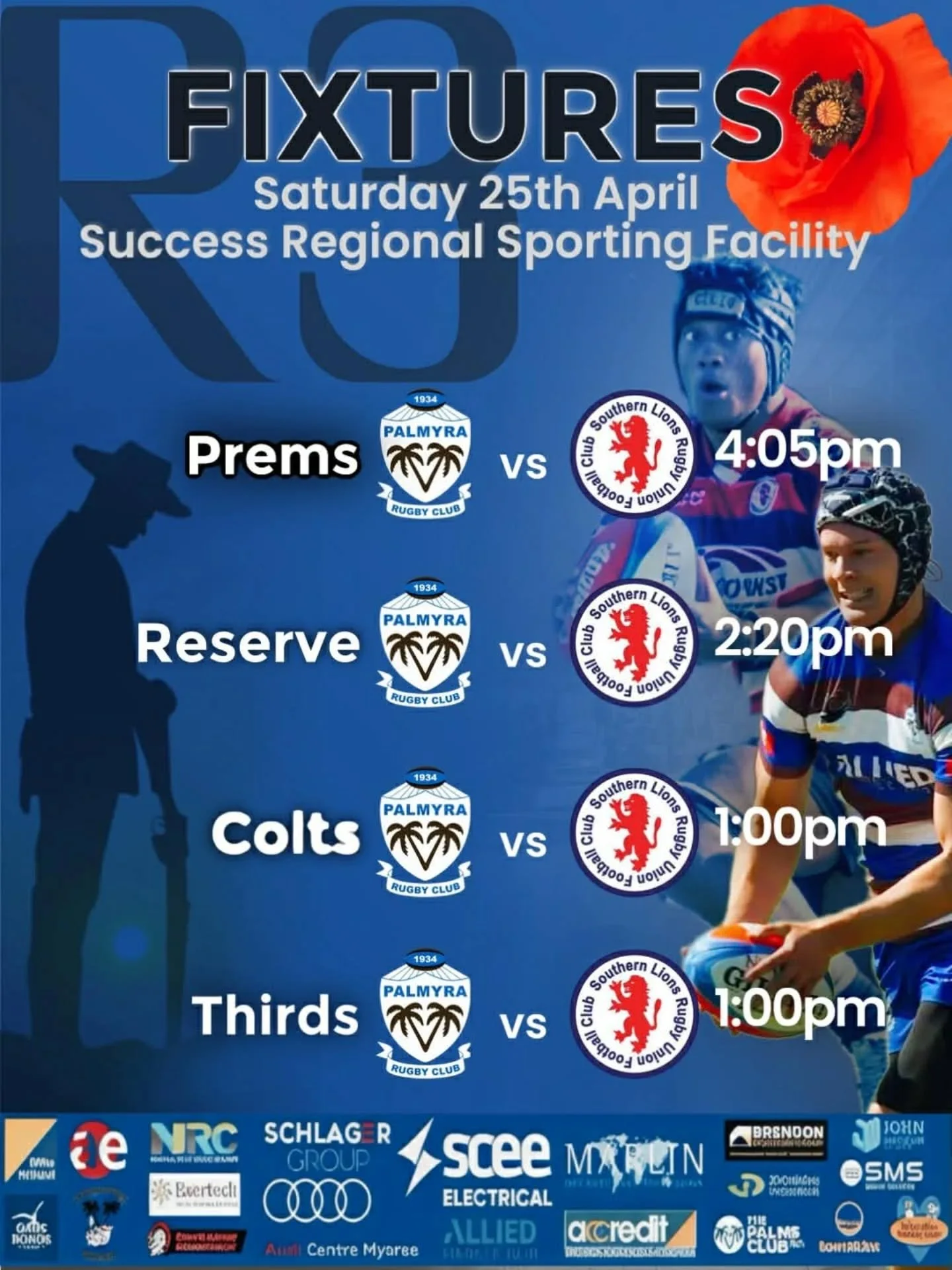 This week our Senior Men travel to Southern Lions for the ANZAC Day round, with our Premier Men set to battle for the ANZAC Day Cup.

Our Premier Men will also wear a special ANZAC Day strip, which will be auctioned at our next home game.

Our Premie