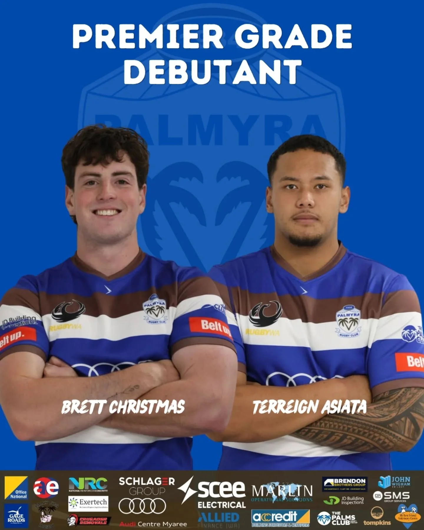 Palmyra Rugby Club is proud to acknowledge two more Pally Juniors who made their Premier Grade debut over the weekend against Southern Lions.

Congratulations to Brett Christmas and Terreign Asiata on earning their first caps in the top grade &mdash;