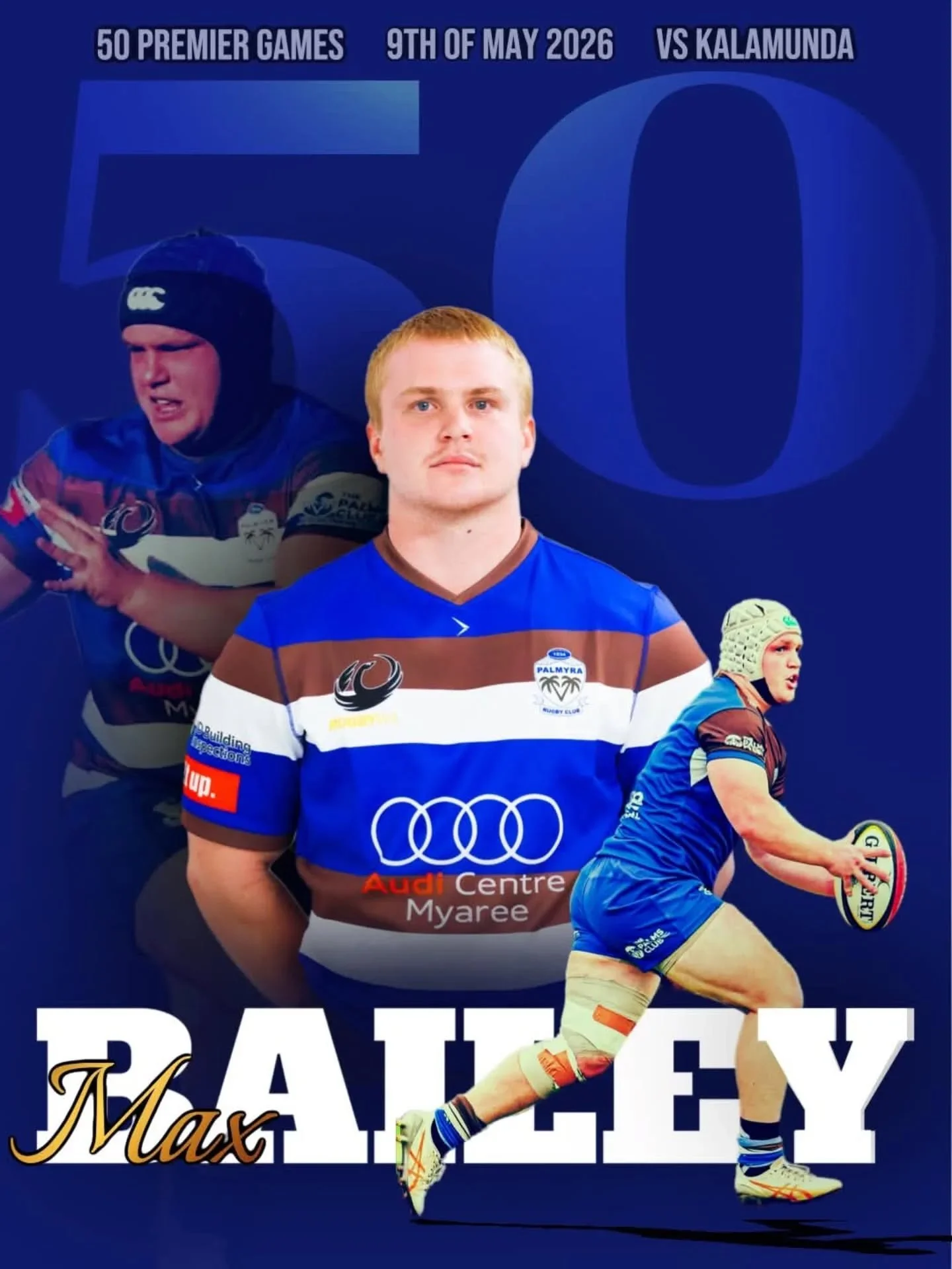 🔥 50 Up for Max! 🔥

Today, one of our own reaches a huge milestone, with Max Bailey pulling on the jersey for his 50th Premier Grade game for this club.

Make sure you get around him this weekend as he runs out for game number 50. 💙🤎

#UpThePalms