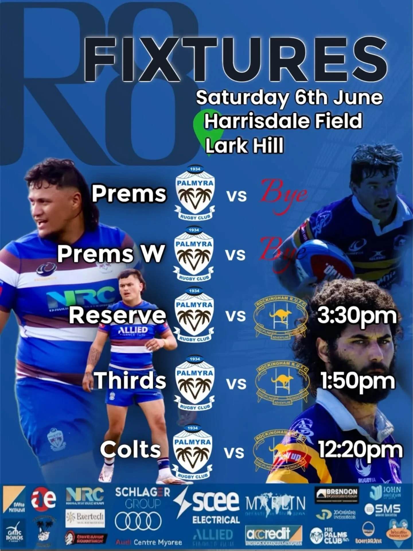 Rugby is back this week for Round 8, and we hope everyone enjoyed the long weekend!

While our Premier Men and Premier Women have the bye, our Reserves and Thirds head to Lark Hill to take on Rockingham Rugby Union Club, while our Colts travel to Har