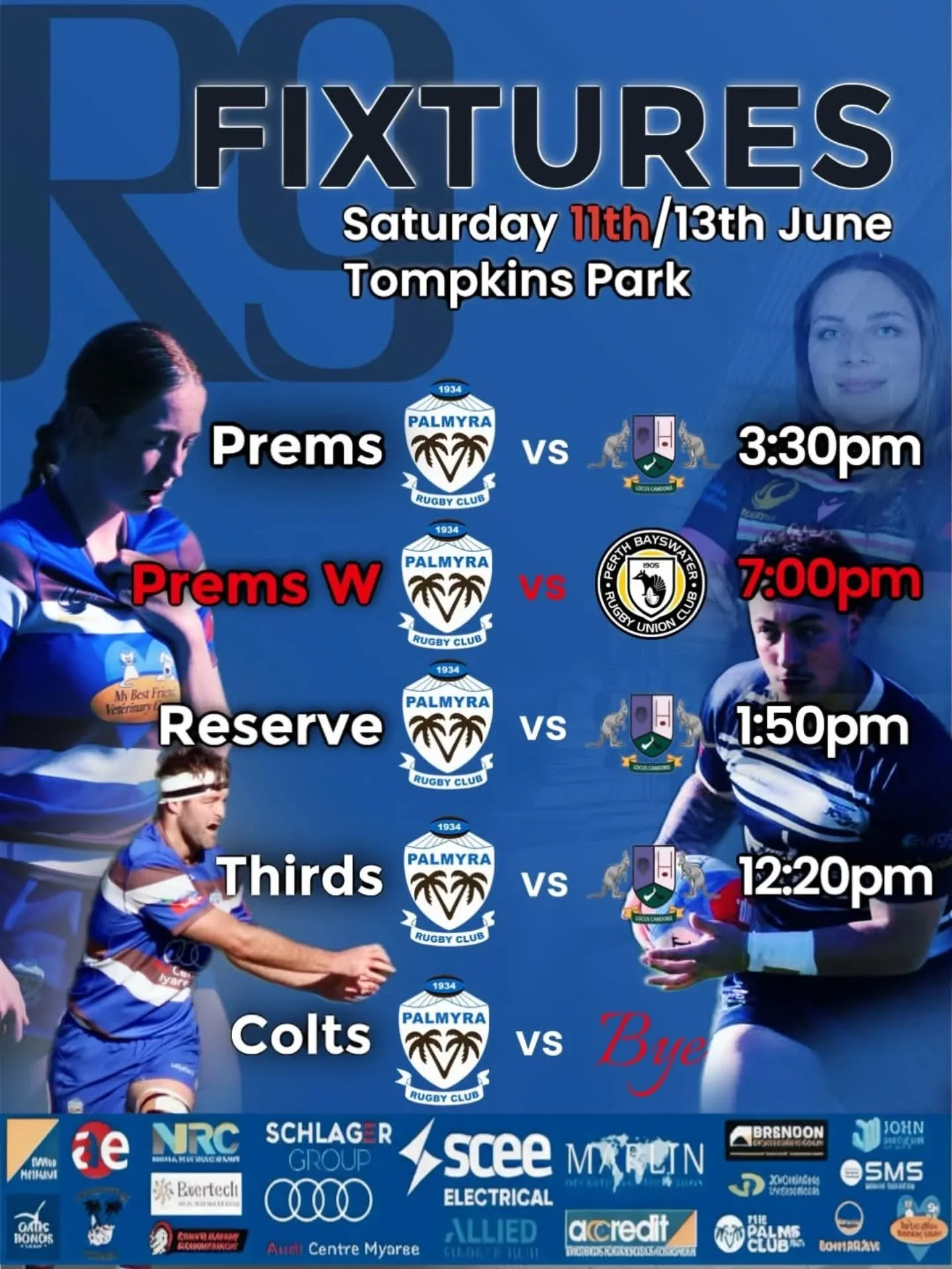 🏉 Our Senior Teams are back at The Oasis this week! 🏉

Thursday night footy kicks things off with our Premier Women taking on Perth Bayswater under lights at 7:00pm on the main pitch. Get down and get behind our women!

Then on Saturday, our Senior