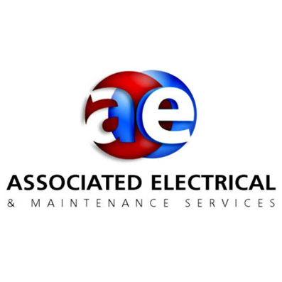 Logo of Associated Electrical & Maintenance Services with red and blue "ae" letters in a circular design.