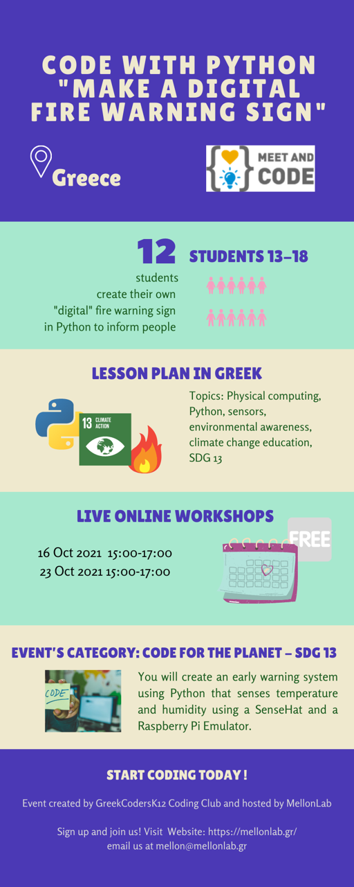 Meet and code code with python Make A Digital Fire Warning Sign</a>