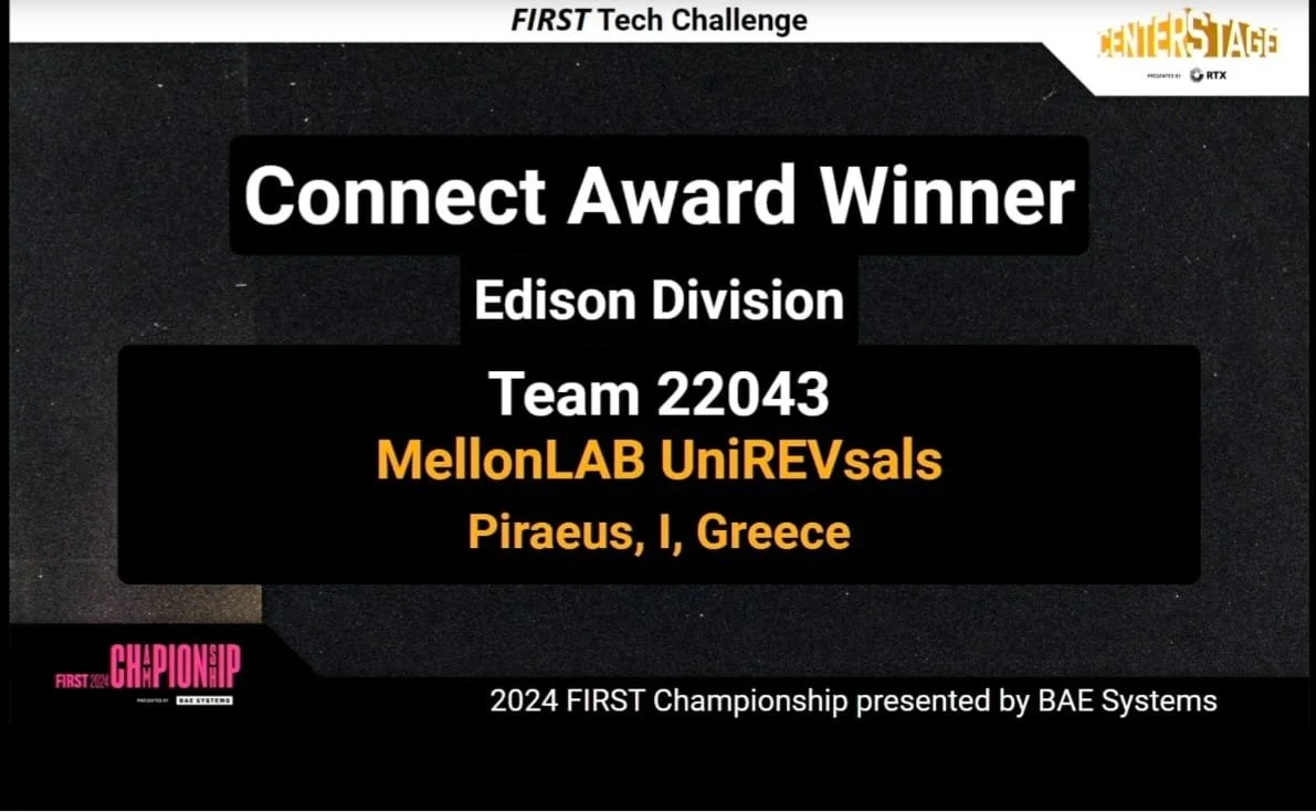 Επίσημη ανακοίνωση του Connect Award για την ομάδα MellonLAB UniREVsals #22043