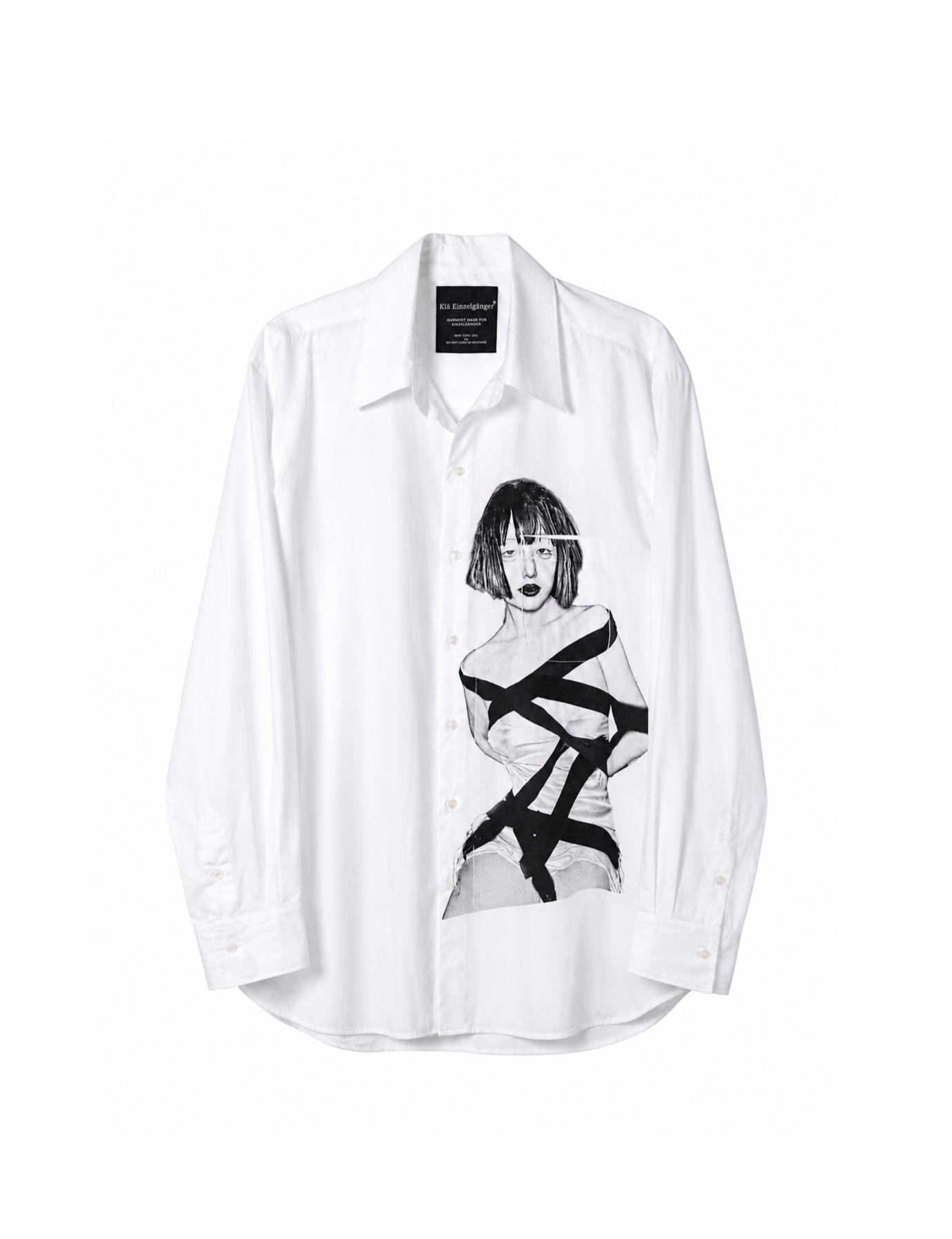 White Silk Screen Print Shirt "EVIDENCE III"