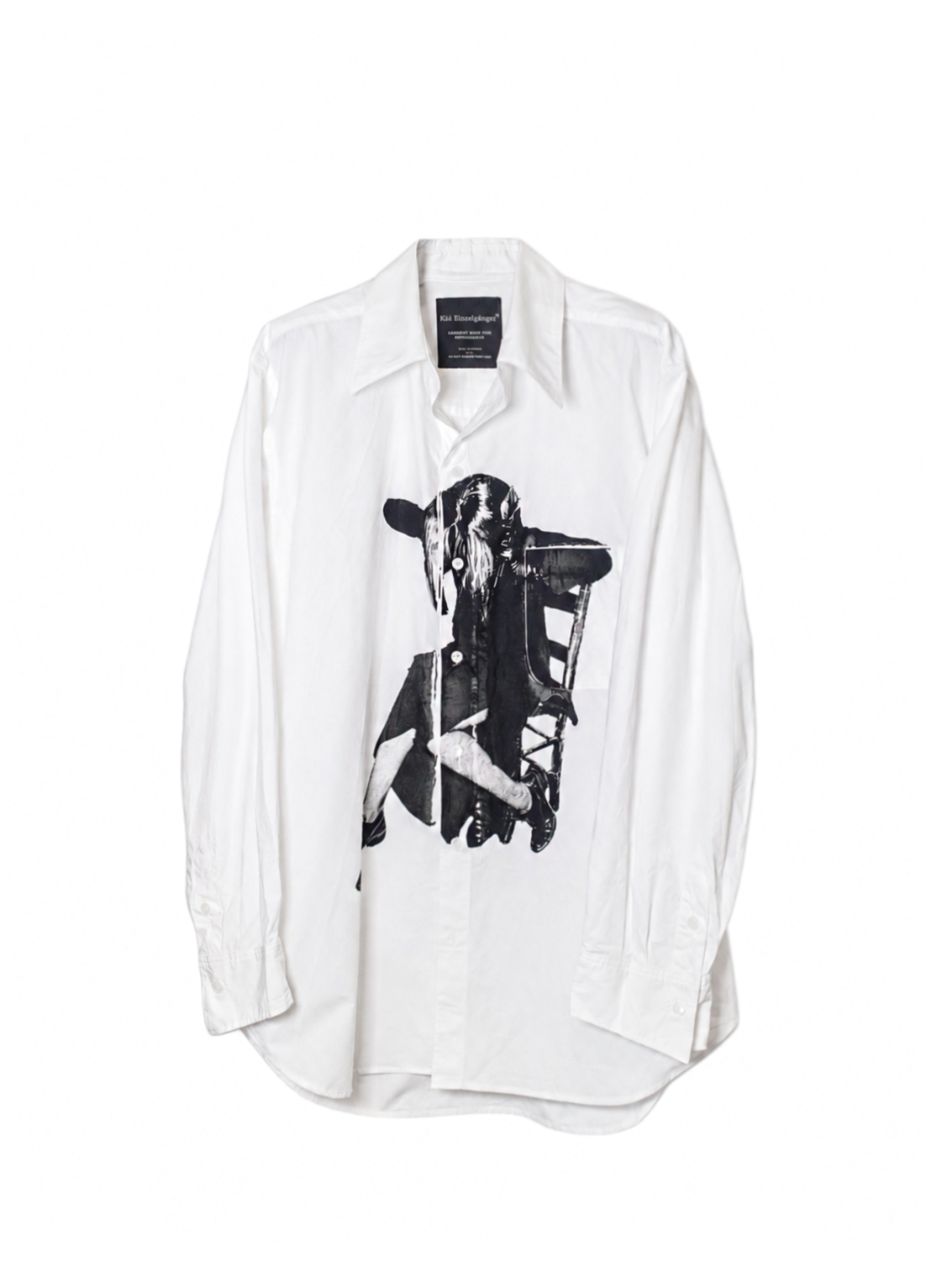 White Silk Screen Print Shirt "Noise” [Sold Out]