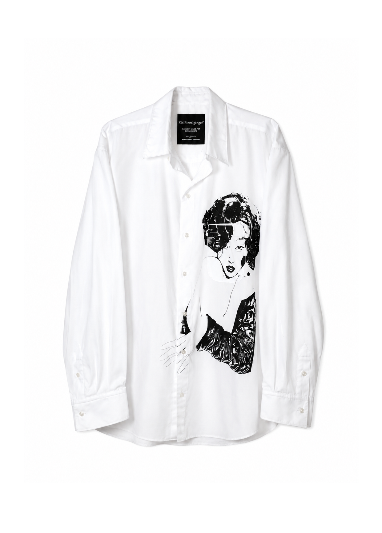White Silk Screen Print Shirt "Defiance”