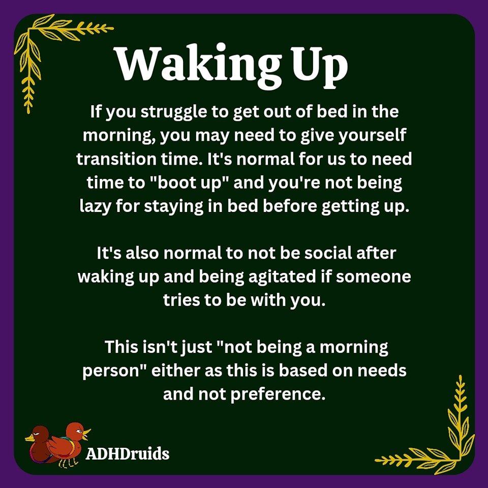 Ever since I started giving myself time to wake up in the morning, I've been able to start my days in a much better state of mind. I'm not starting my day with anxiety, frustration, or agitation. It's ok to need time before you get out of bed or talk