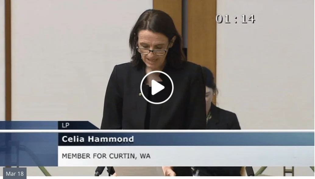 Listen to Celia Hammond Member for Curtin, WA 
