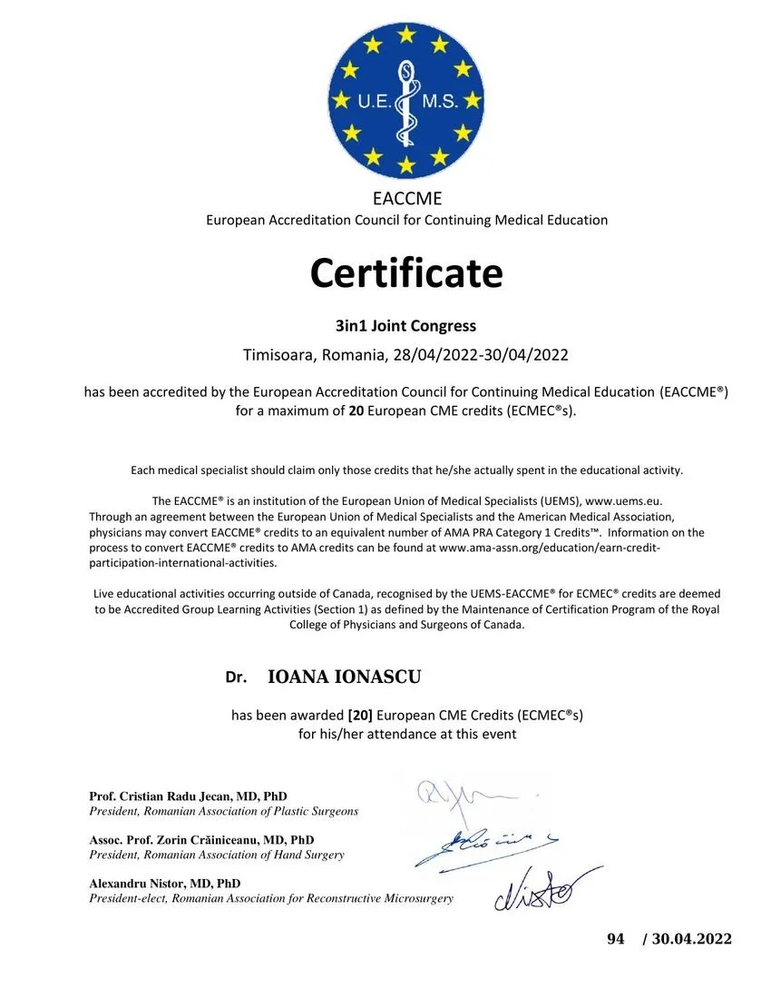 Dr. Ioana Ionașcu - 3in1 Joint Congress, Timișoara 2022 (20 credite CME)

