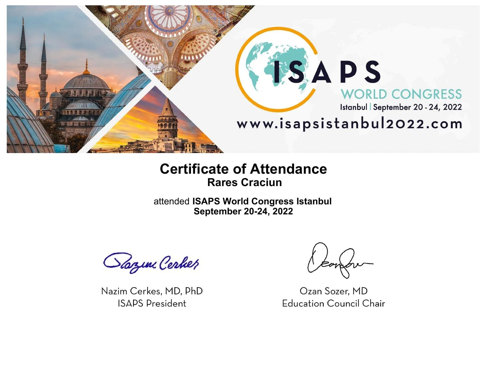Dr. Crăciun Rareș - ISAPS World Congress, Istanbul 2022