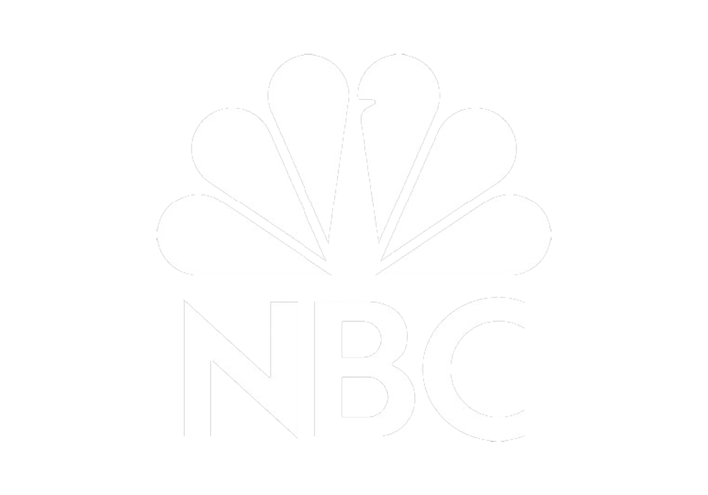 Black and white NBC logo featuring a peacock with its feathers spread out and the letters NBC underneath.