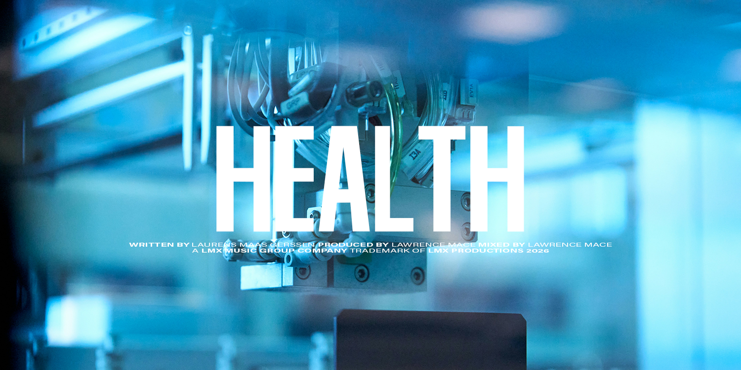 Close-up of medical equipment inside a blue-lit clinical environment with the word 'HEALTH' prominently overlayed. music playlist by Lawrence Mace, powered by LMX Music Group