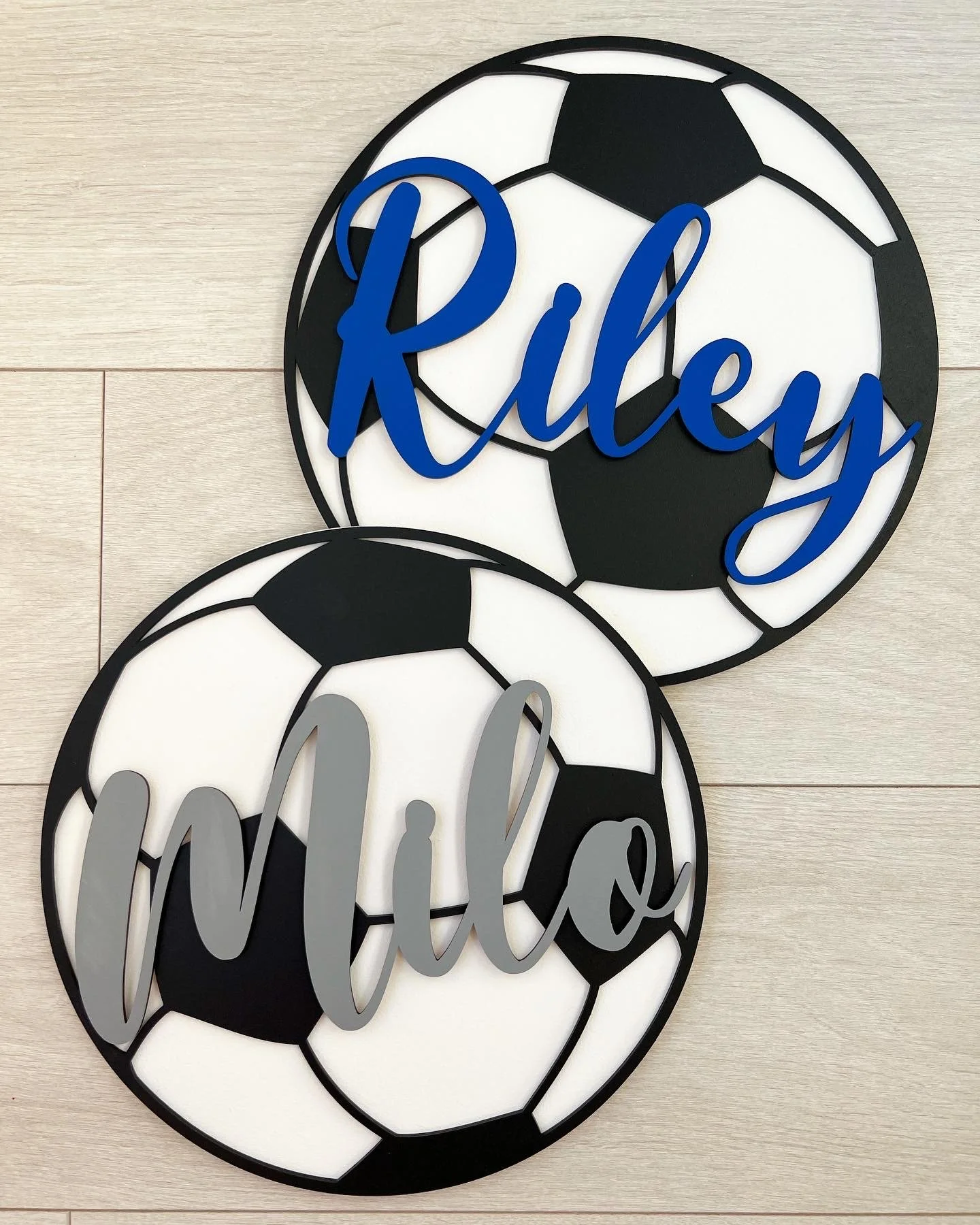 Plaque De Porte Personnalisée - Thème Football - Gravure Laser Sur Bois, Style Shabby - 20x6,7cm - Idée Cadeau Sport