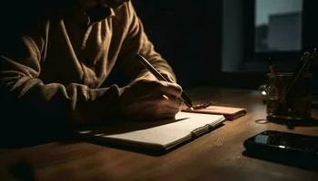 A person writing in a journal to ease their ruminating, and sometimes confusing thoughts