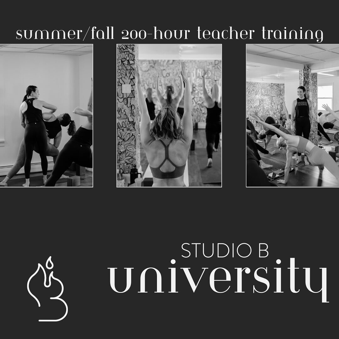 SURPRISE! 👀⚡️🤸
 
STUDIO B University is BACK! And this one is super special&mdash;join Rachel as she takes over and leads the SBU Yoga Teacher Training as owner, along with the talented teachers you know and love&mdash;Beth and Lacey! 🫶🤩
 
SB Uni