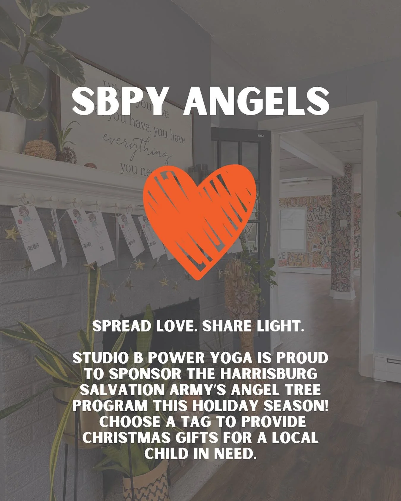 Be an Angel this holiday season and help bring joy to a child in need 🎁
 
Here is ALL the information you need for our Angel Tree donation 👇
 
Choose your Angel Tag(s) at the studio&mdash;located on the fireplace. Each Angel Tag includes:
&bull; Ch