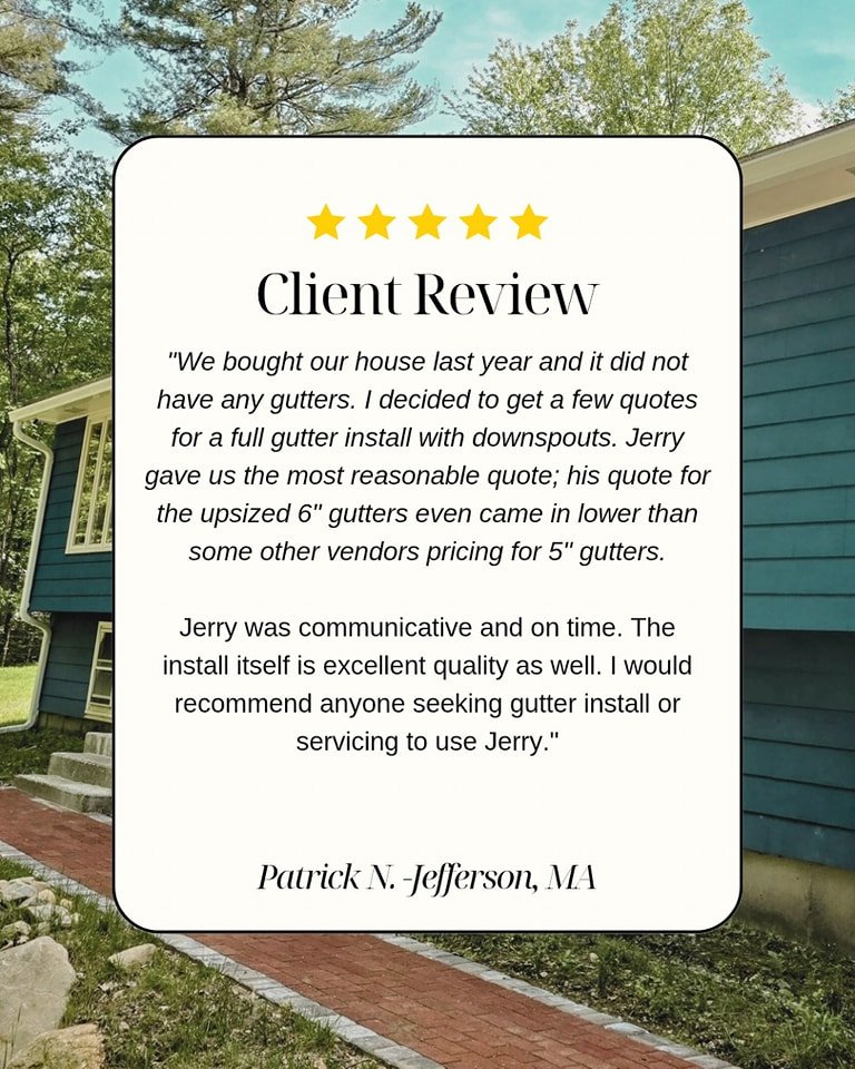 Best quote, excellent work, highly recommend!&rdquo; &mdash; Patrick N. | Jefferson, MA
6&quot; gutter install ✔️ Great experience ✔️ Happy customer ✔️