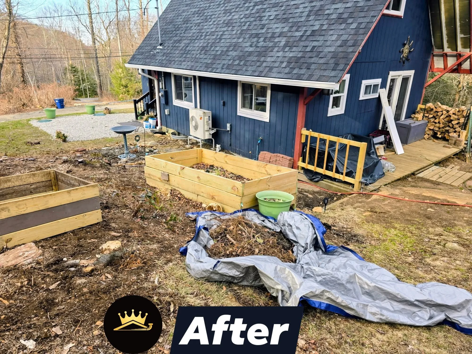 6-inch white aluminum seamless gutters with hidden hangers, 3x4 downspouts, and replacement of rotted fascia boards in Holland, MA