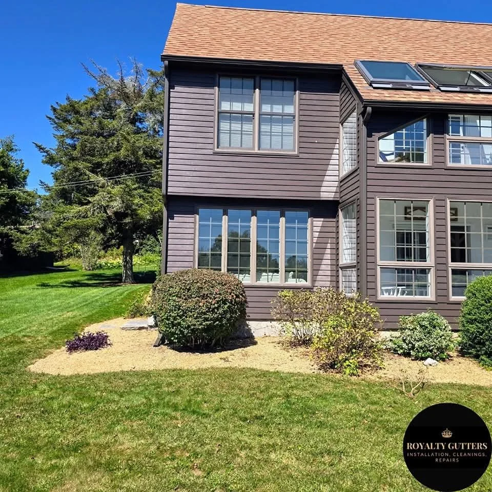 Brown Seamless Gutter Installation in Leicester, MA