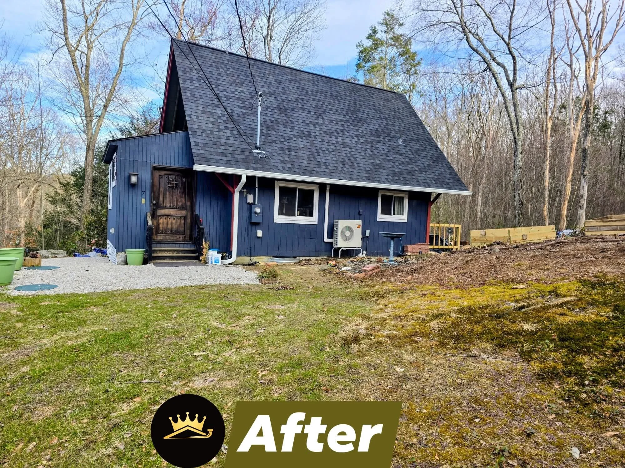 6-inch white aluminum seamless gutters with hidden hangers, 3x4 downspouts, and replacement of rotted fascia boards in Holland, MA