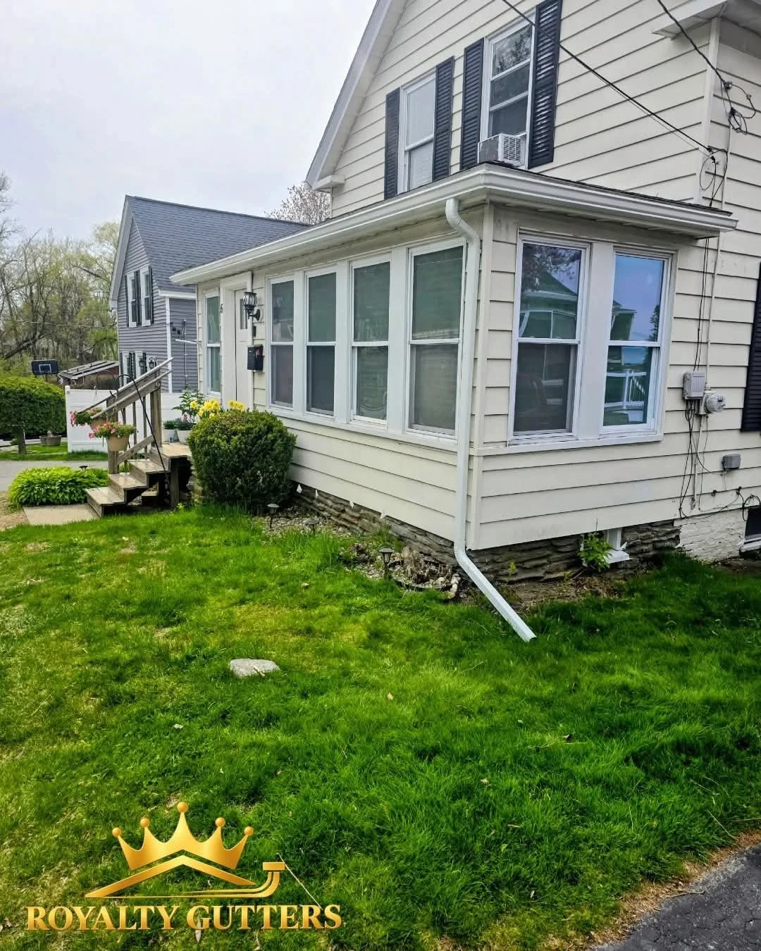 2x3 and oversized 3x4 downspout installation in Auburn MA by Royalty Gutters
