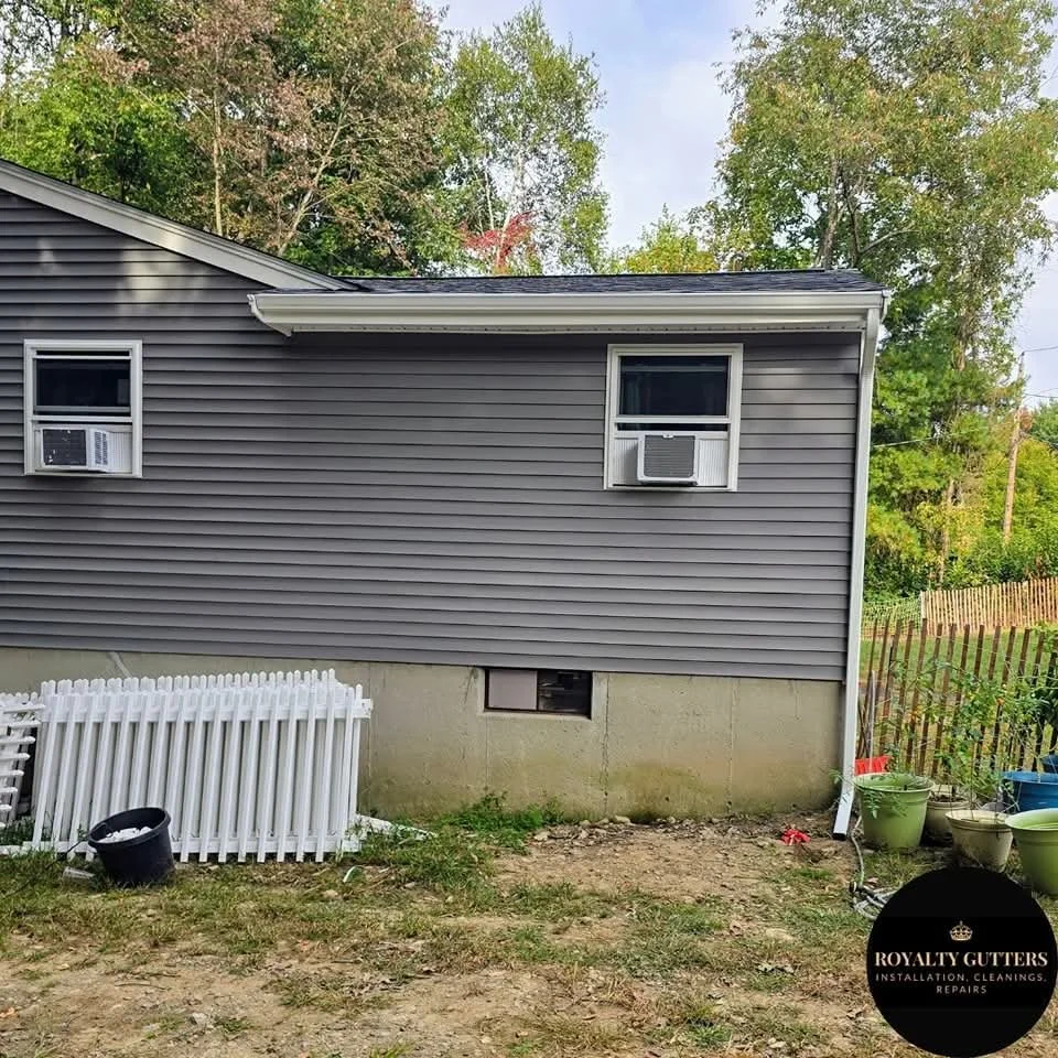 Aluminum seamless gutter and downspout installation Auburn, MA Royalty Gutters