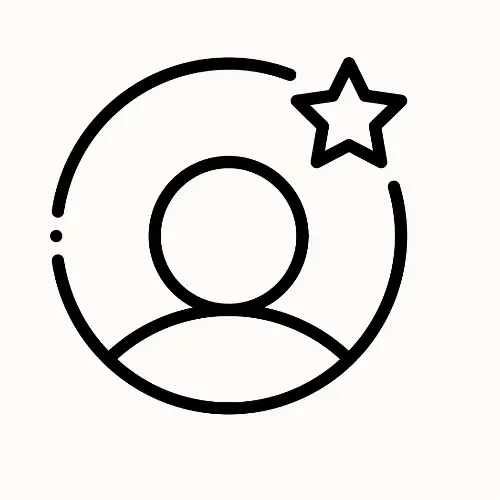 Line drawing of a person with a star inside a circle