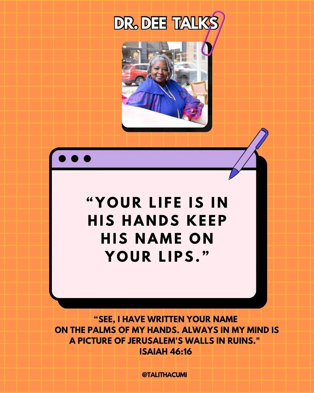 Never allow the enemy to convince you that God has stopped listening to you. That he no longer hears your prayers, that he no longer sees your tears. He captures every tear in the palms of his hands; he has your name written in his hands (Isaiah 49:1
