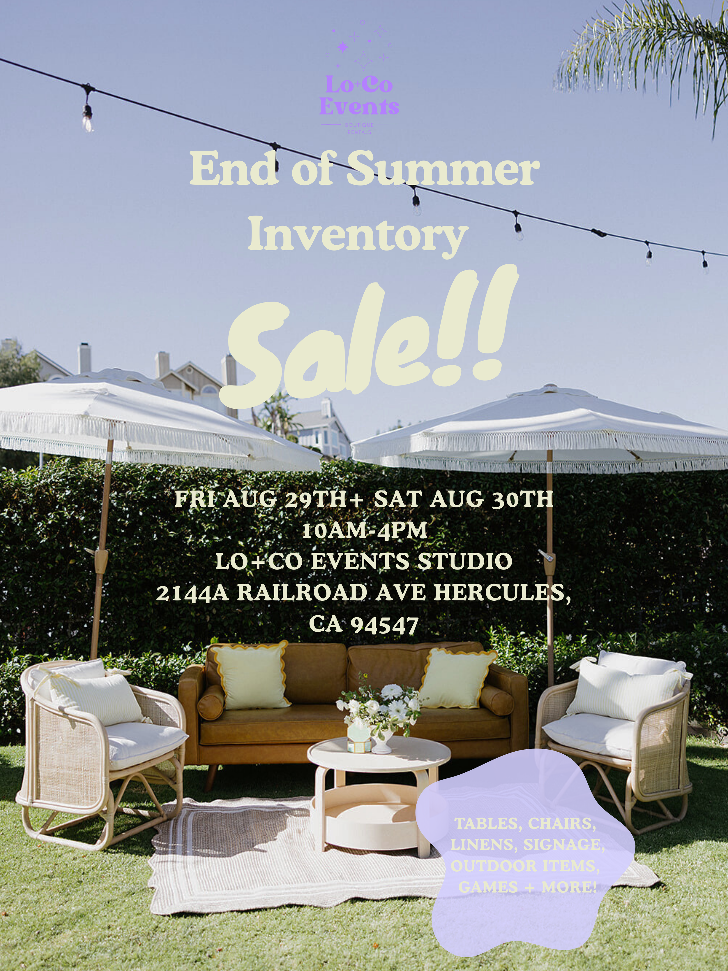 End of Summer Inventory Sale! 