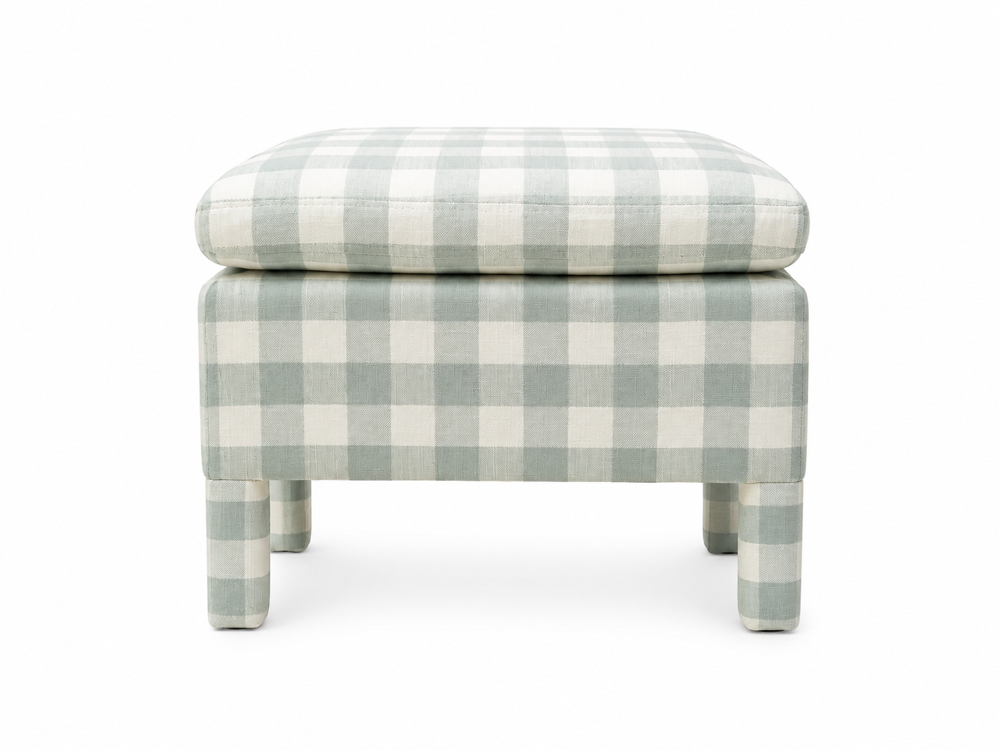 Sage Gingham Ottoman