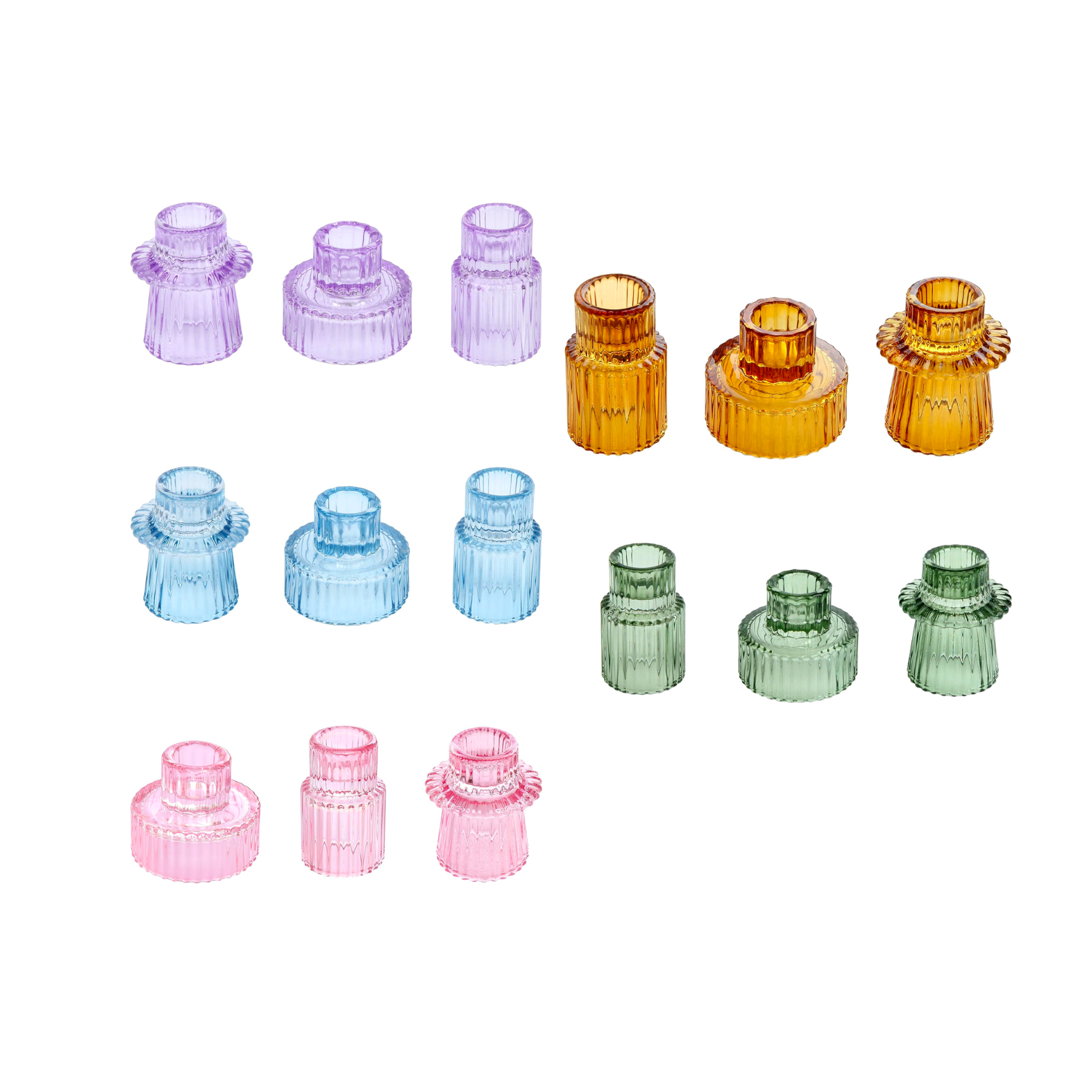 Colored Candlestick Holders - Set of 3