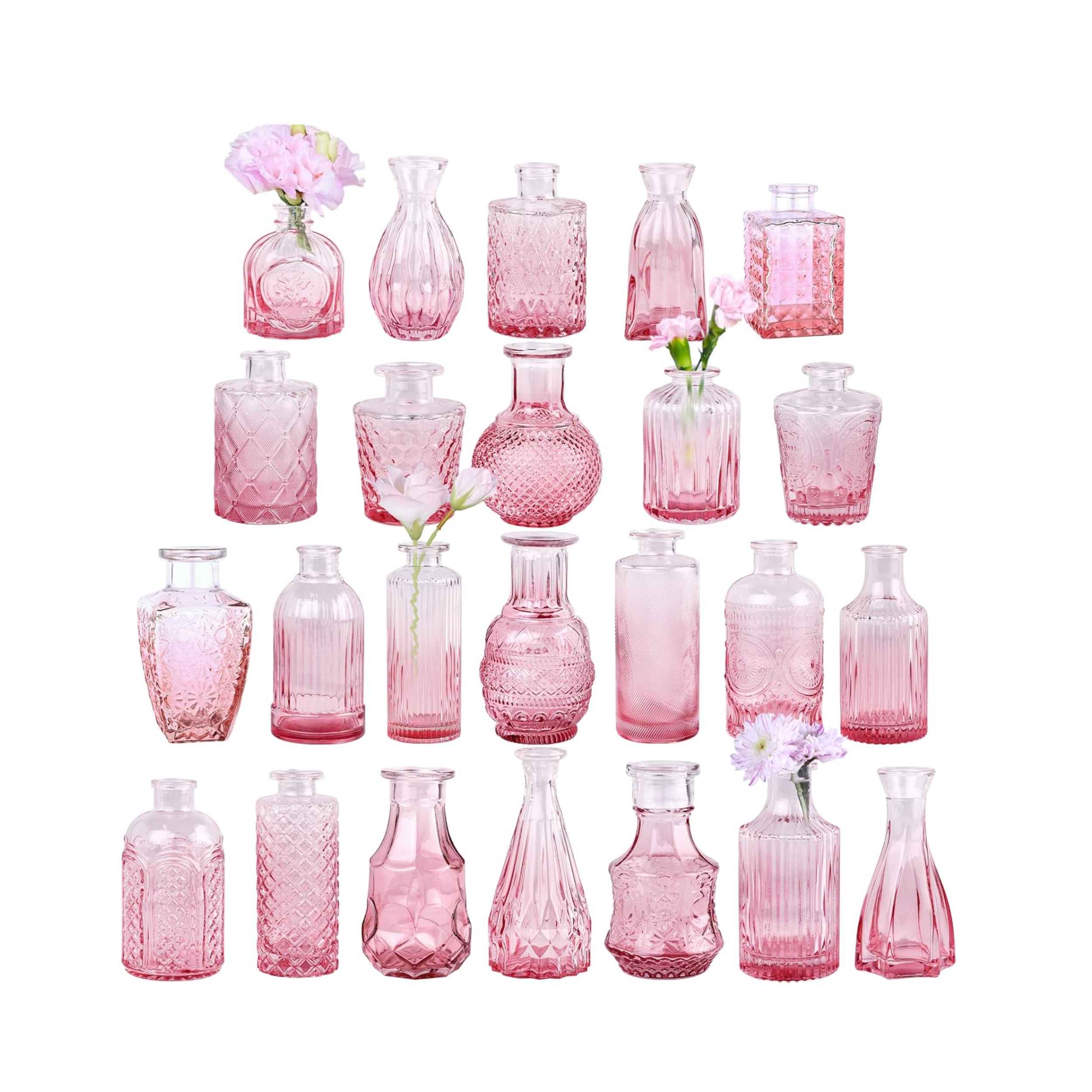 Assorted Pink Bud Vases