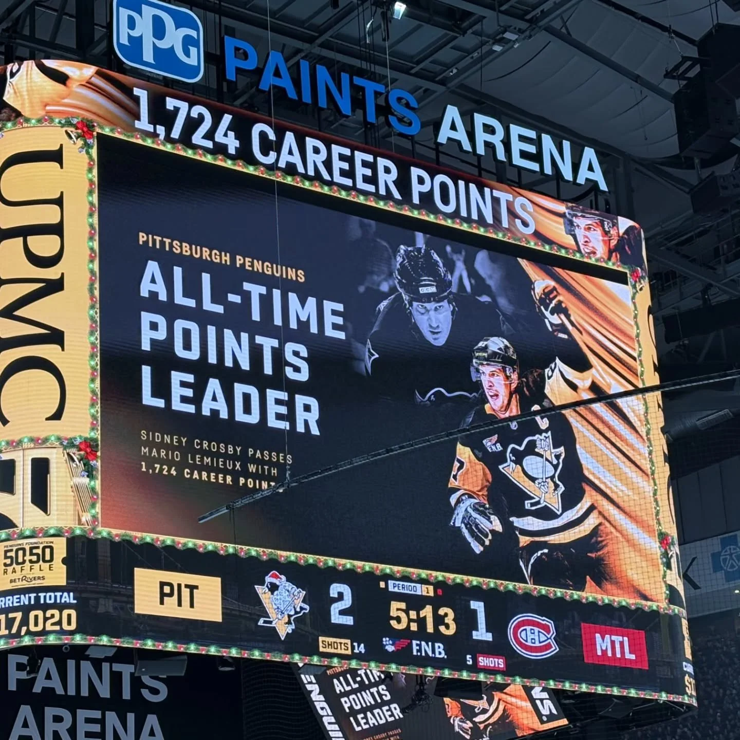 My wife picked a good game to see. Got to see Crosby pass Mario as the all time points leader of the Pittsburgh Penguins. They may not be having a great season, but to see this was great! #hockeylife #pittsburghpenguins