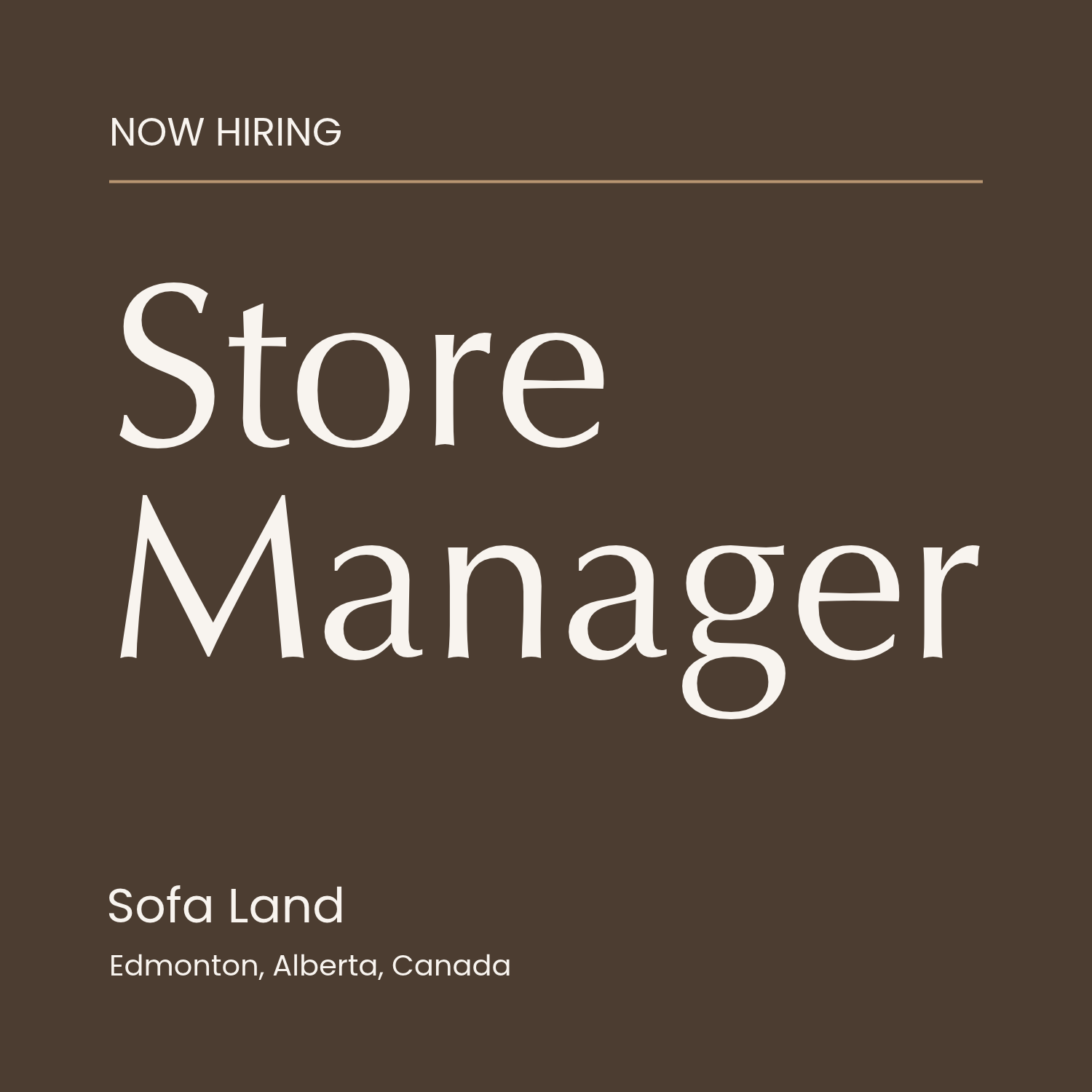 Store Manager — Edmonton, Alberta, Canada