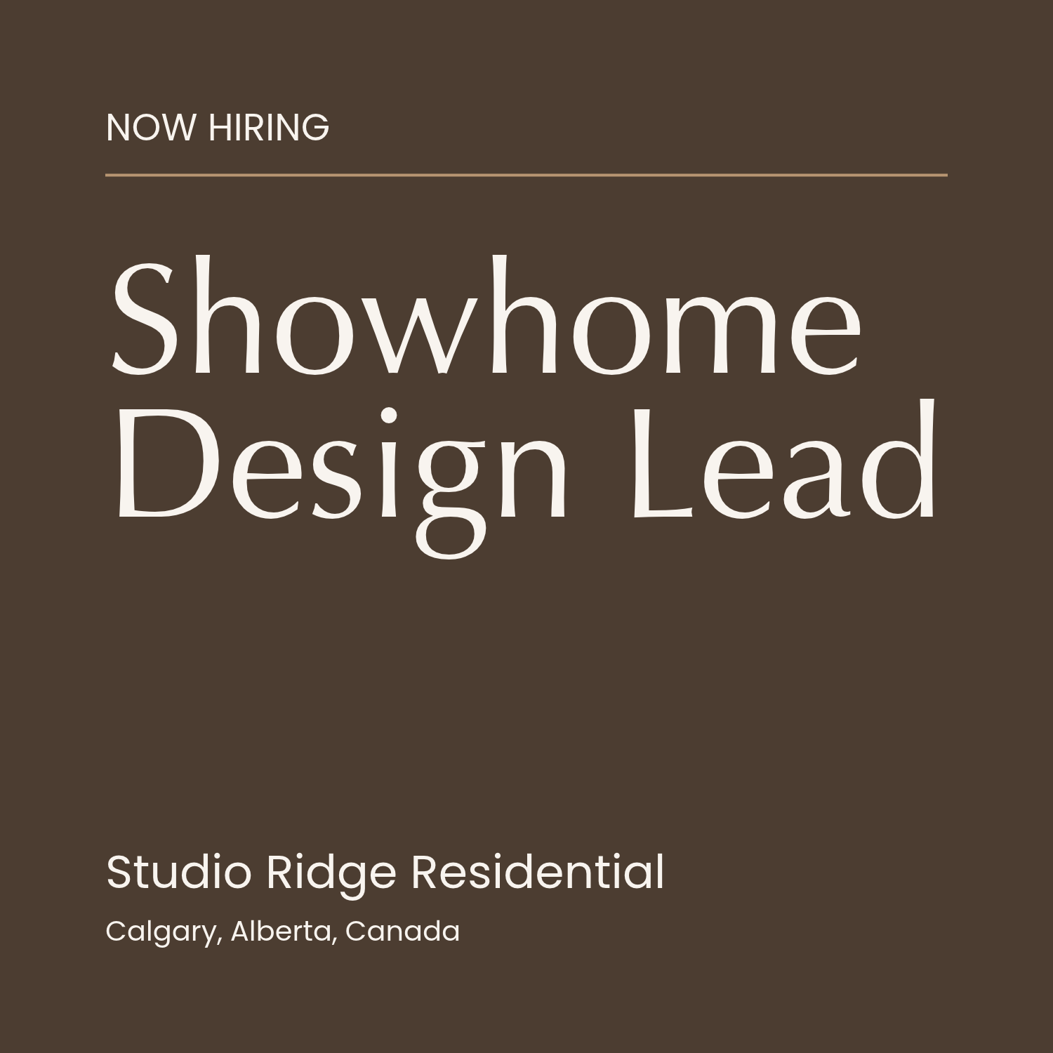 Showhome Design Lead — Calgary, Alberta, Canada
