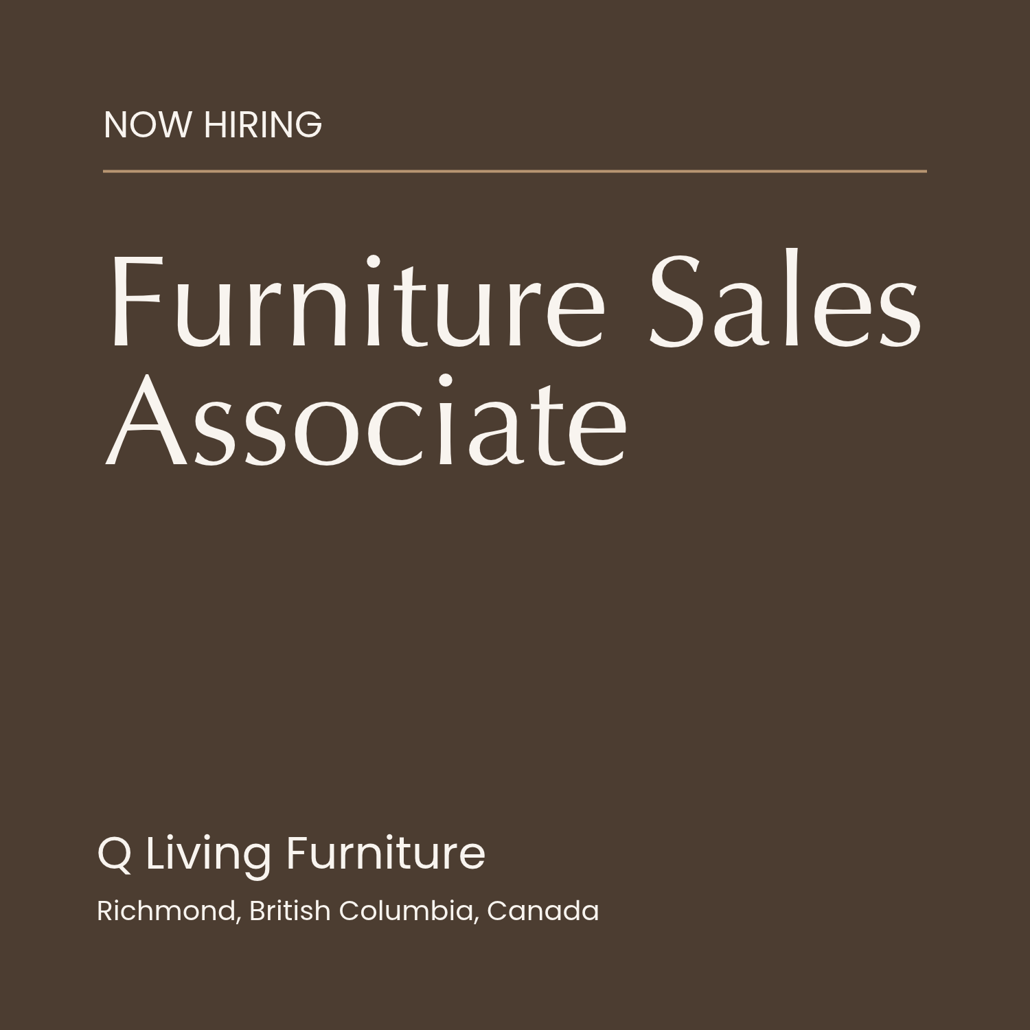 Furniture Sales Associate - Richmond, British Columbia, Canada