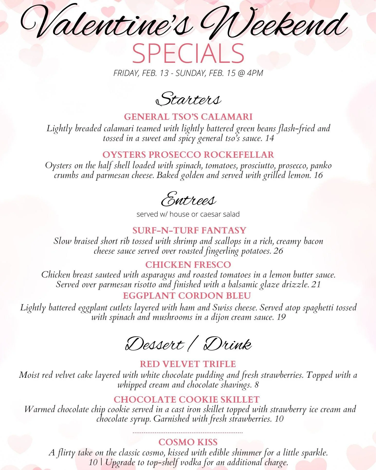 Plans still loading? 😏💋 Walk in and let us handle it 😘 Valentine&rsquo;s specials ALL. WEEKEND. LONG.
