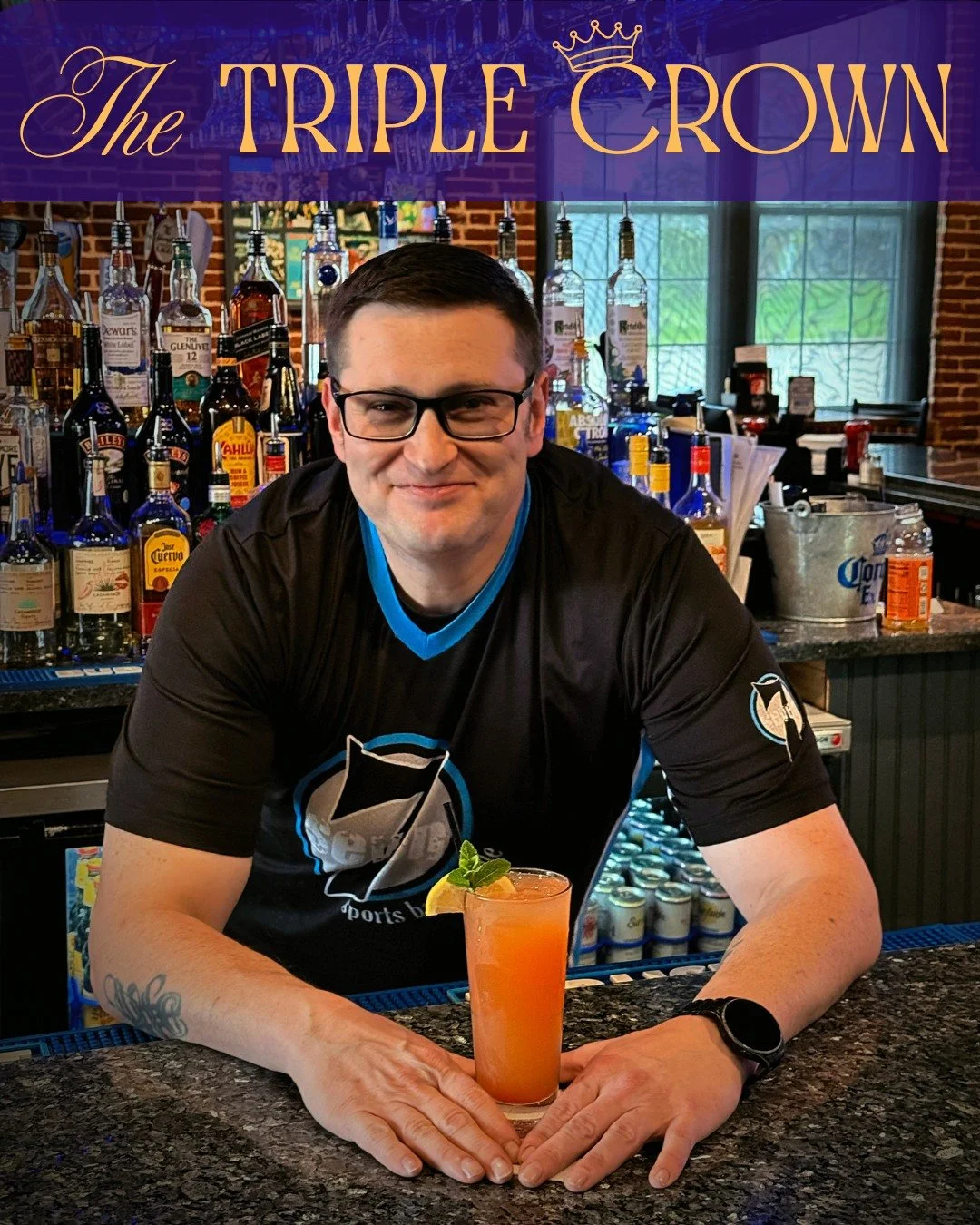 🏇 Race day is here!
Don&rsquo;t forget to grab our May featured drink &mdash; The Triple Crown.

Crafted by the one and only Kyle.
(...and yes ladies, he&rsquo;s single 😉)

Crown Royal Peach whiskey, peach schnapps, and vodka with a splash of Monin