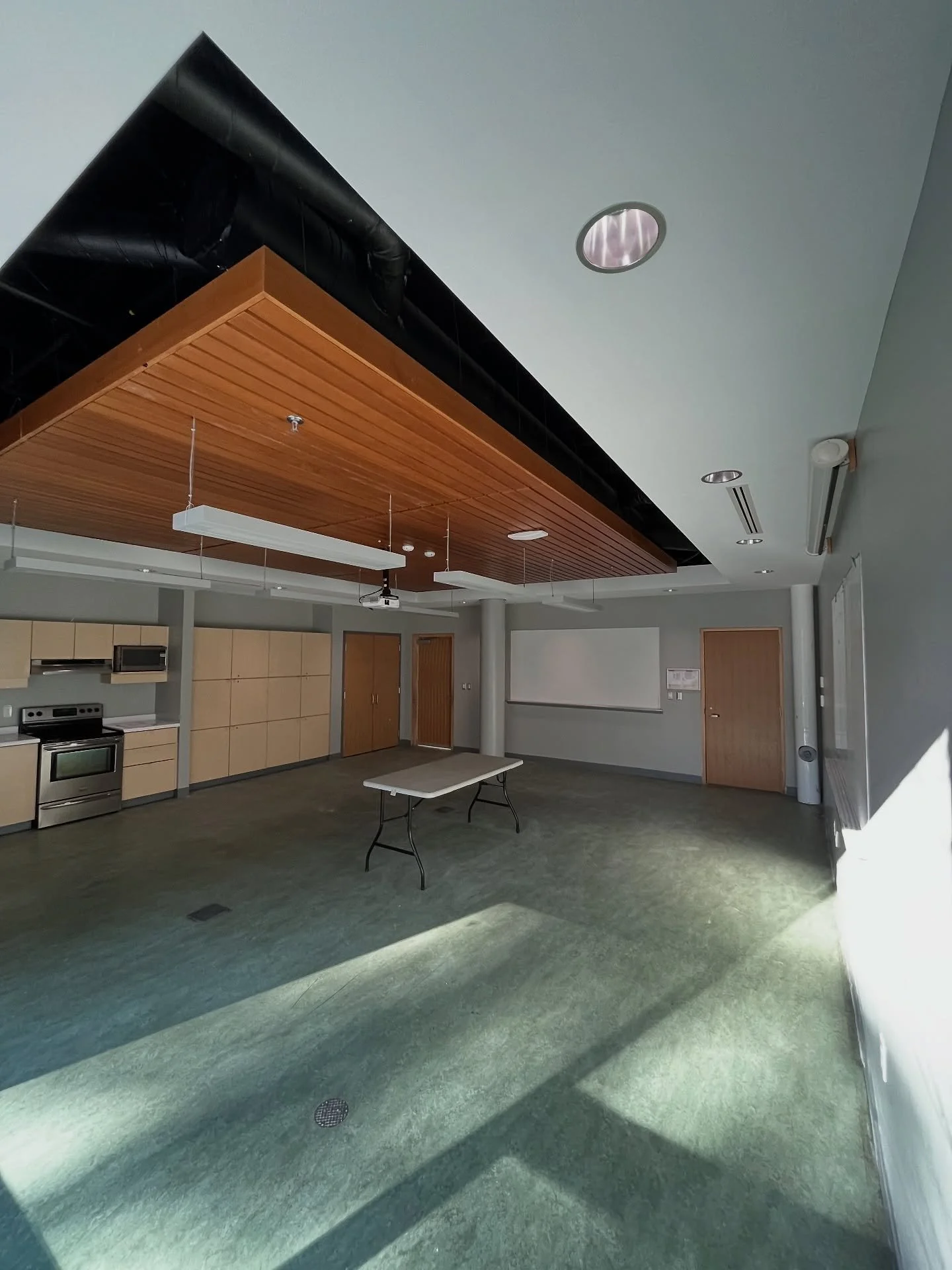 Lunenburg County Lifestyle Centre job is complete. Pics show one of the 3 multipurpose rooms, and one of the two washrooms we fixed up and painted.