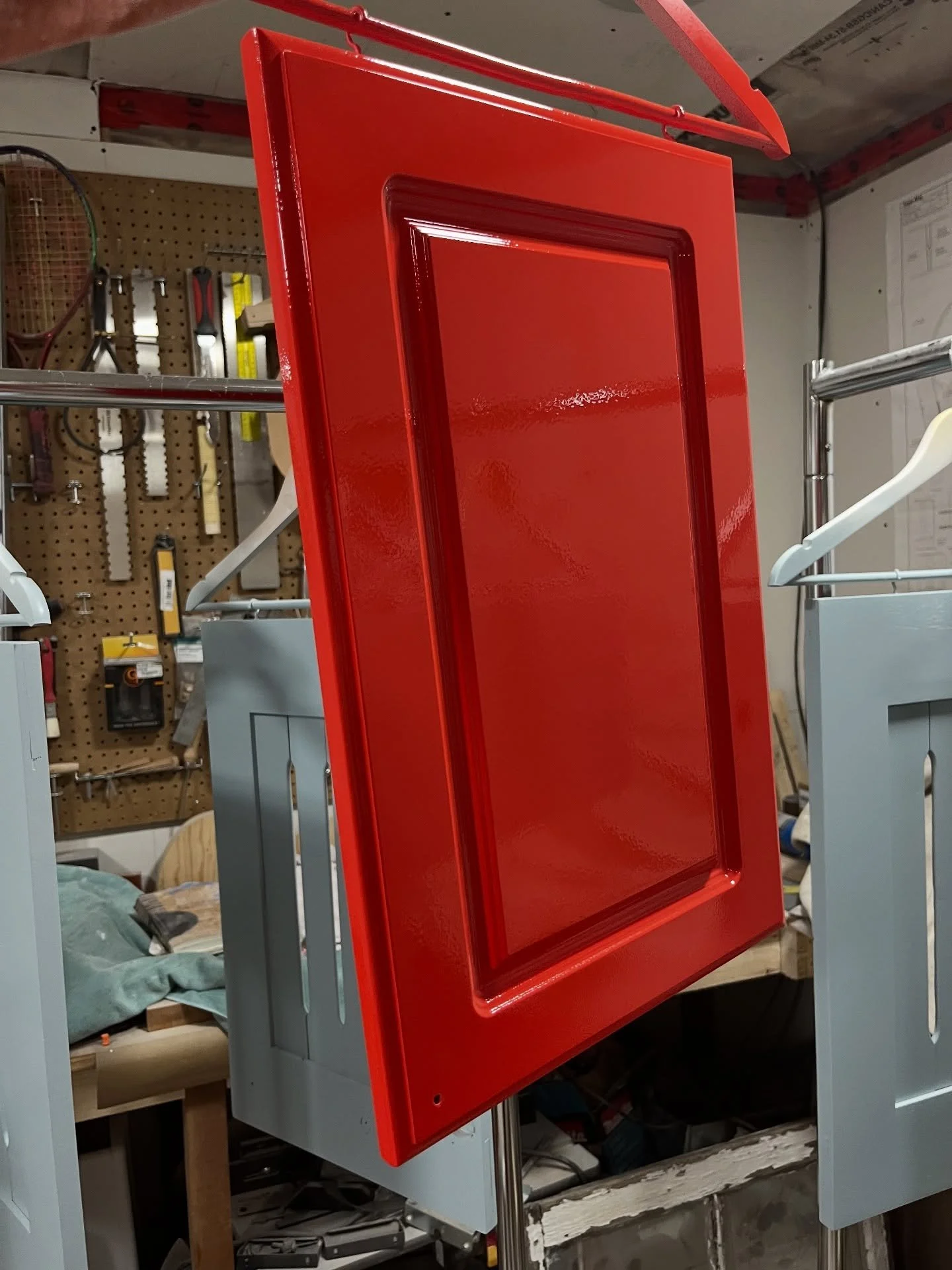 Getting to play with all the fun colours on this project! @benjaminmoore Million Dollar Red!!