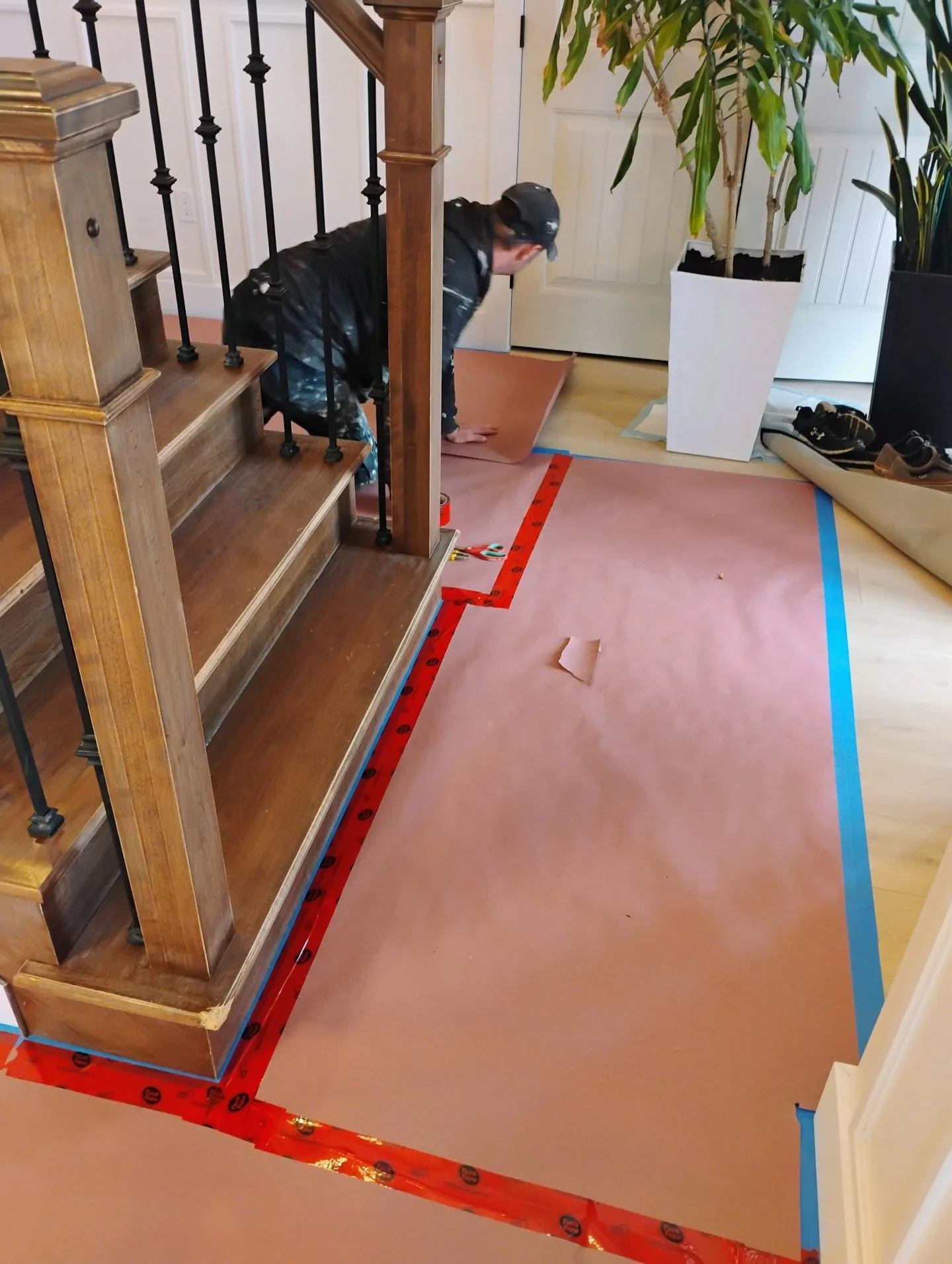 Prepping kitchen and stair case for two-tone makeover.