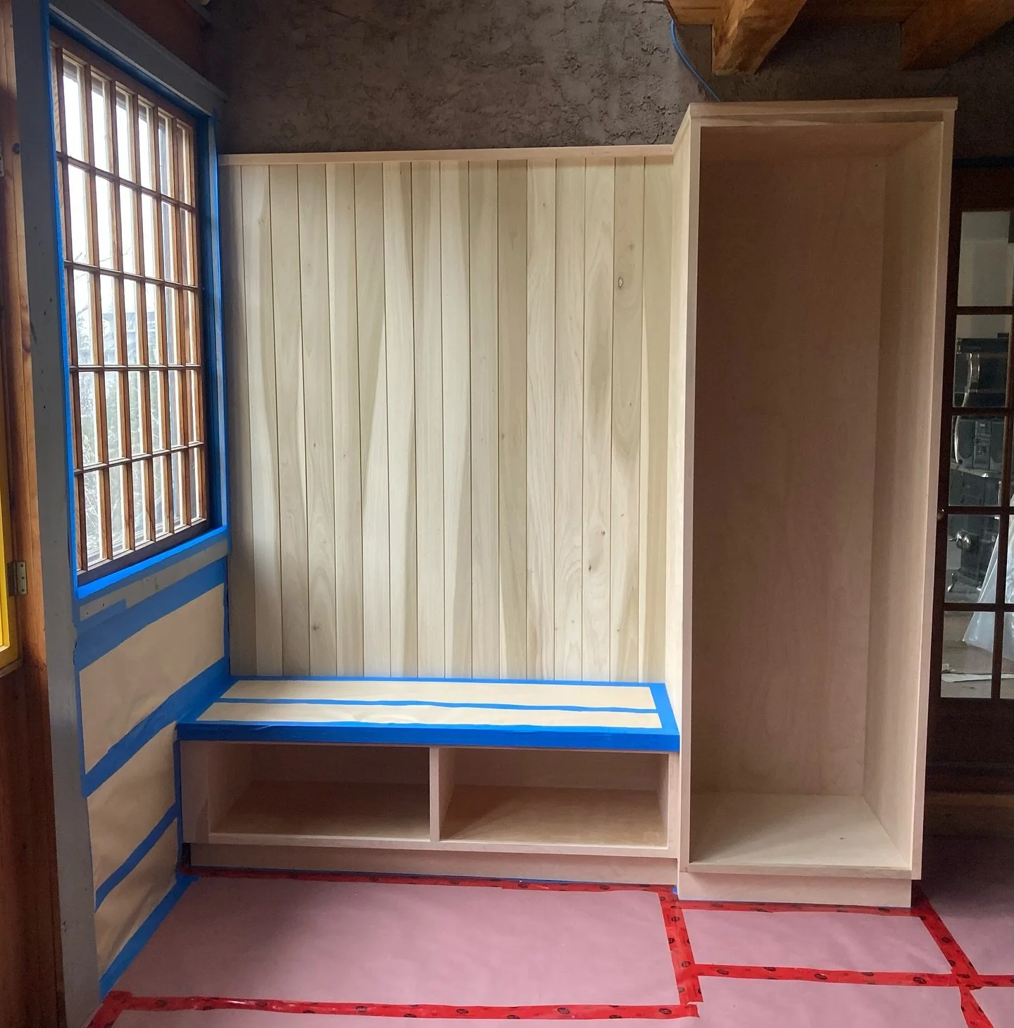 More taping.. after spraying we want to peel back masking into itself and have no over-spray dust left behind.