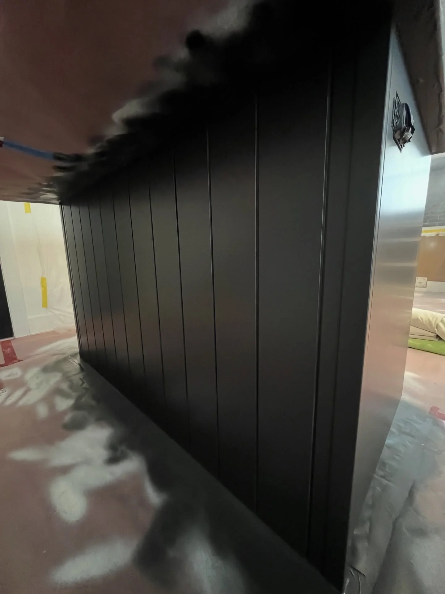 Two-tone kitchen and staircase makeover. Chantilly Lace &amp; Black HC -190